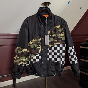 CELINE FW21 Camo Checkered Black Zip-up Jacket Coat Bomber NWT